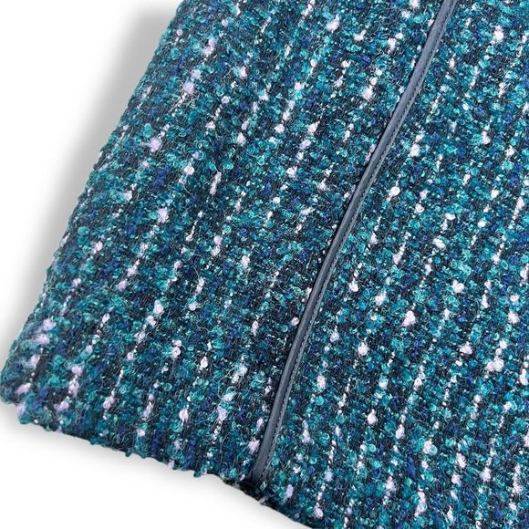 LOFT Fuzzy Wool Blend Mini Skirt Blue Green - Picture 2 of 7